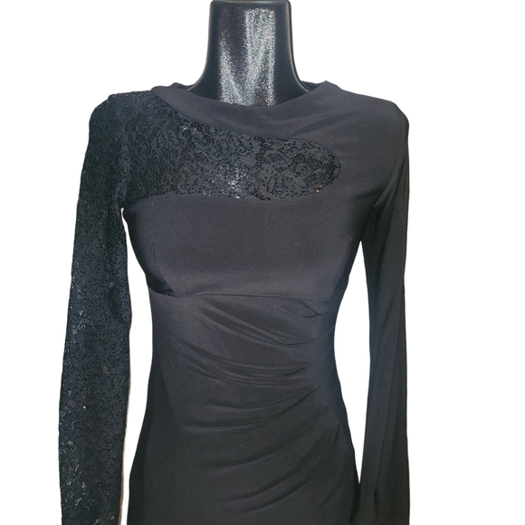 Jessica Black Long Sleeve Whimsgoth Dress with Lace Detailed Cutout Size 4 - Picture 2 of 6